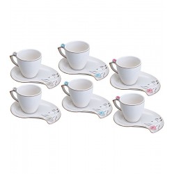 Jogo 6 Xicaras 90ml Para Cafe Flower Design Plate Colorido